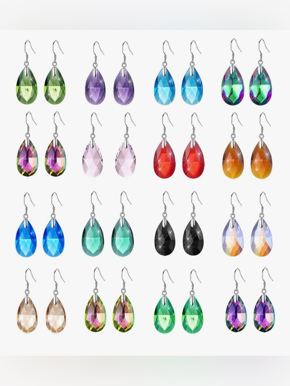 Multicolor Teardrop Crystal Drop Earrings (1)